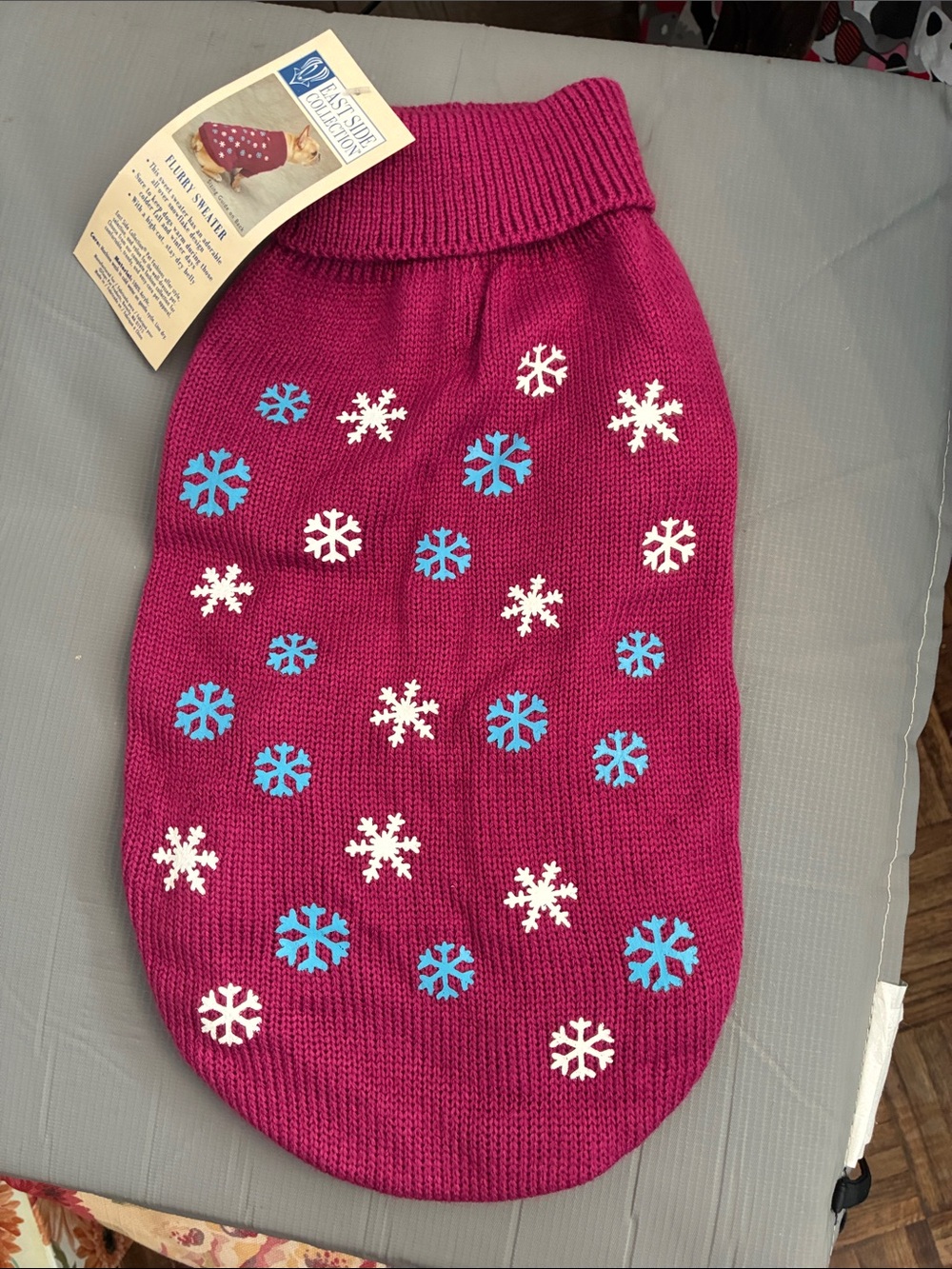 Magenta Snowflake Knit Dog Sweater